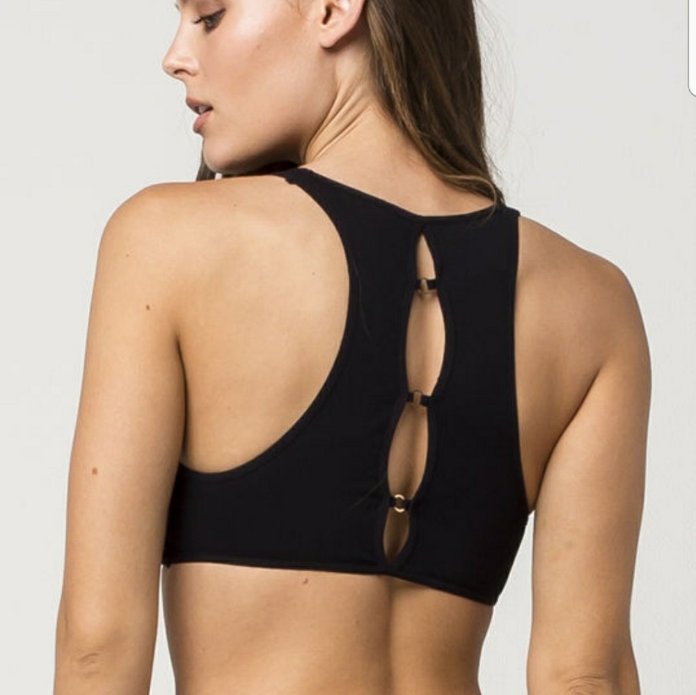 Free People Black Cutout-Back Sports Bra